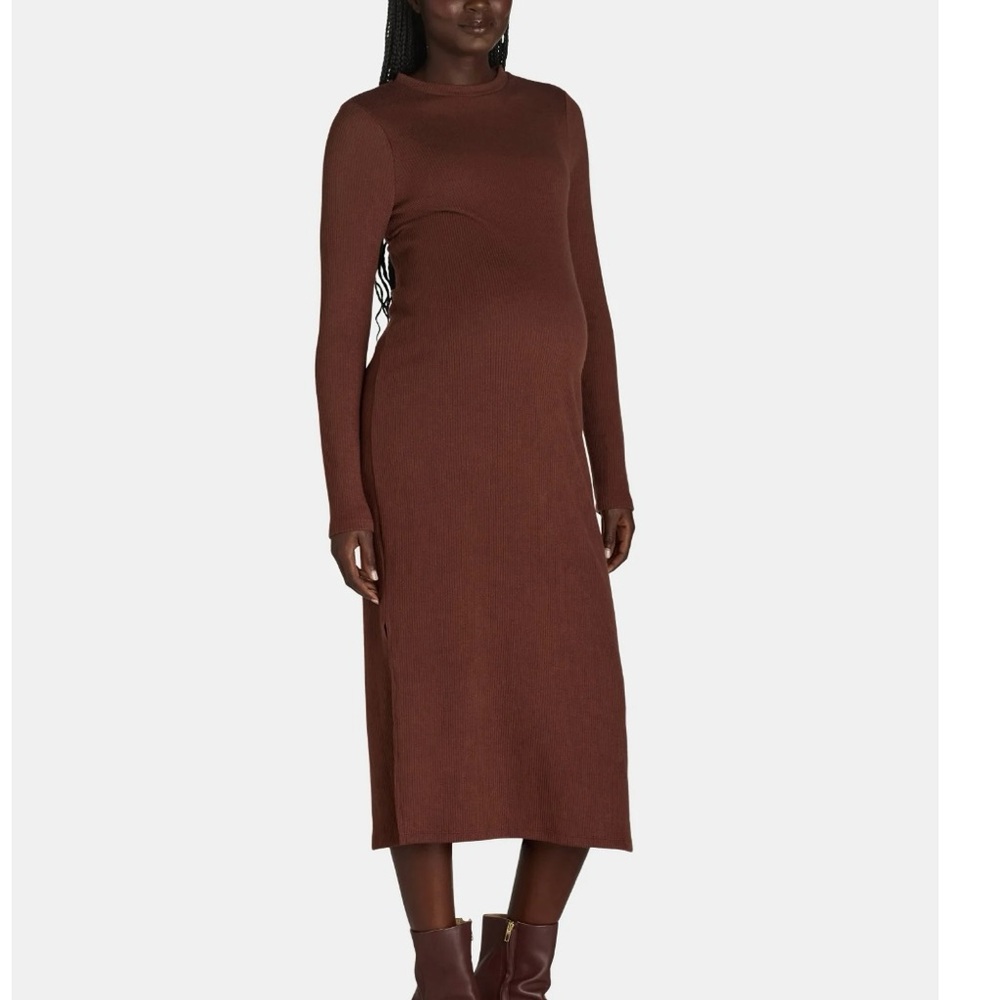 Elegant Brown Maternity Dress